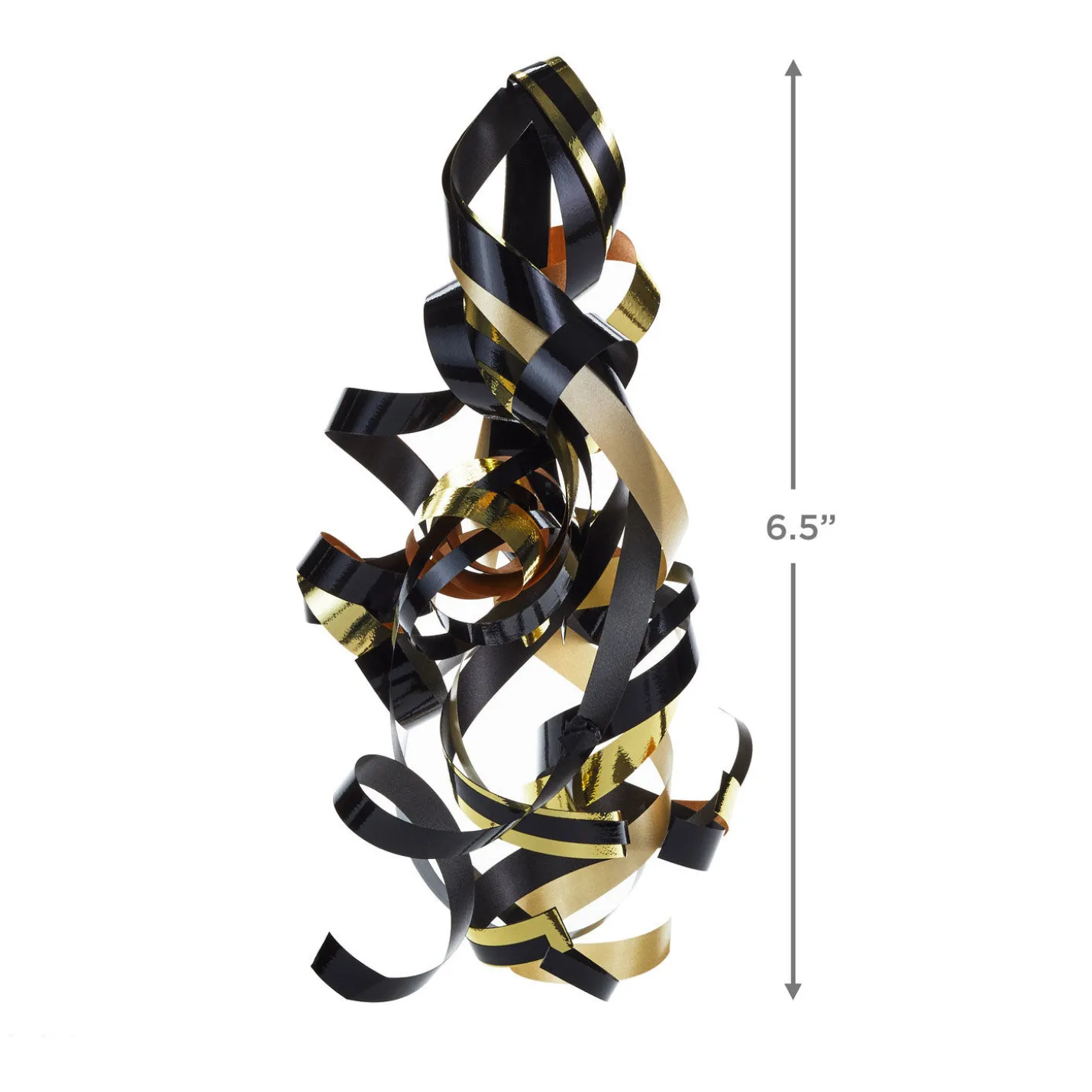 Black/Gold Curly Ribbon Gift Bow, 4.6"