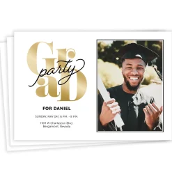 Black Script Flat Graduation Party Invitation