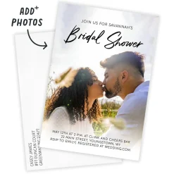 Black Script on Full Photo Bridal Shower Invitation