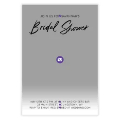 Black Script on Full Photo Bridal Shower Invitation