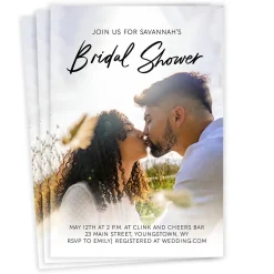 Black Script on Full Photo Bridal Shower Invitation