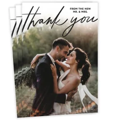 Black Script on Full Photo Wedding Thank-You Card