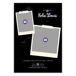 Black Then and Now Flat Graduation Party Invitation