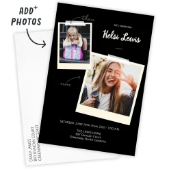 Black Then and Now Flat Graduation Party Invitation
