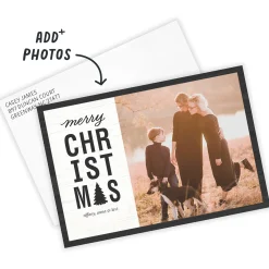 Black & White Rustic Flat Christmas Photo Card