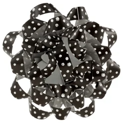 4.6" Black With Gray Dots Recyclable Gift Bow