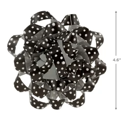 4.6" Black With Gray Dots Recyclable Gift Bow