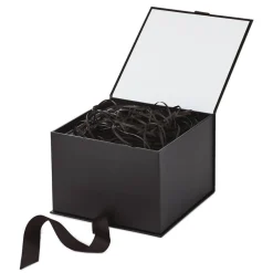 Black 5x7 Large Gift Box With Shredded Paper Filler
