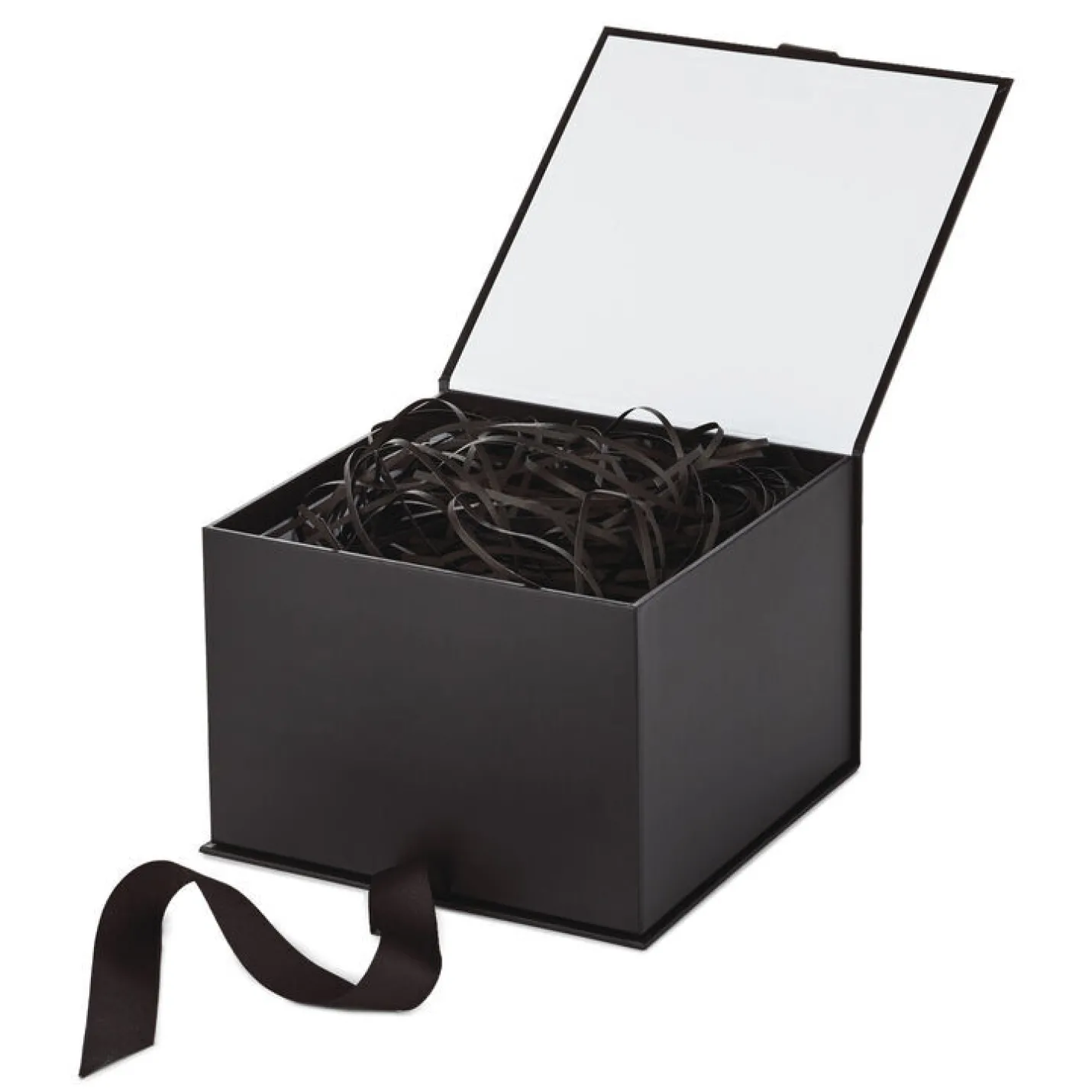 Black 5x7 Large Gift Box With Shredded Paper Filler