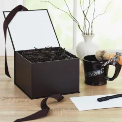 Black 5x7 Large Gift Box With Shredded Paper Filler