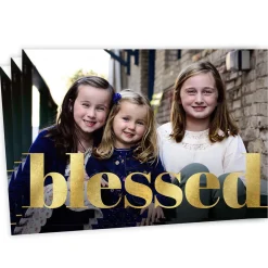 Blessed Gold Lettering Flat Photo Card