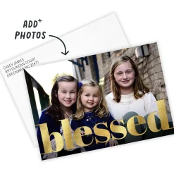 Blessed Gold Lettering Flat Photo Card