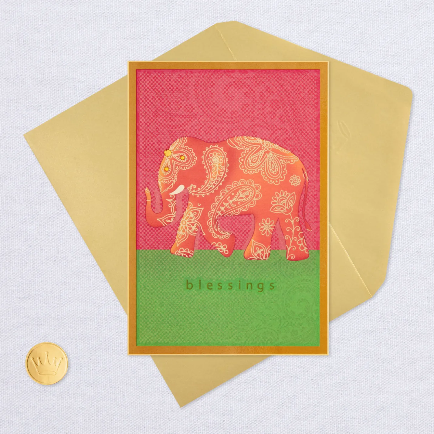 Blessings Paisley Elephant Blank Card