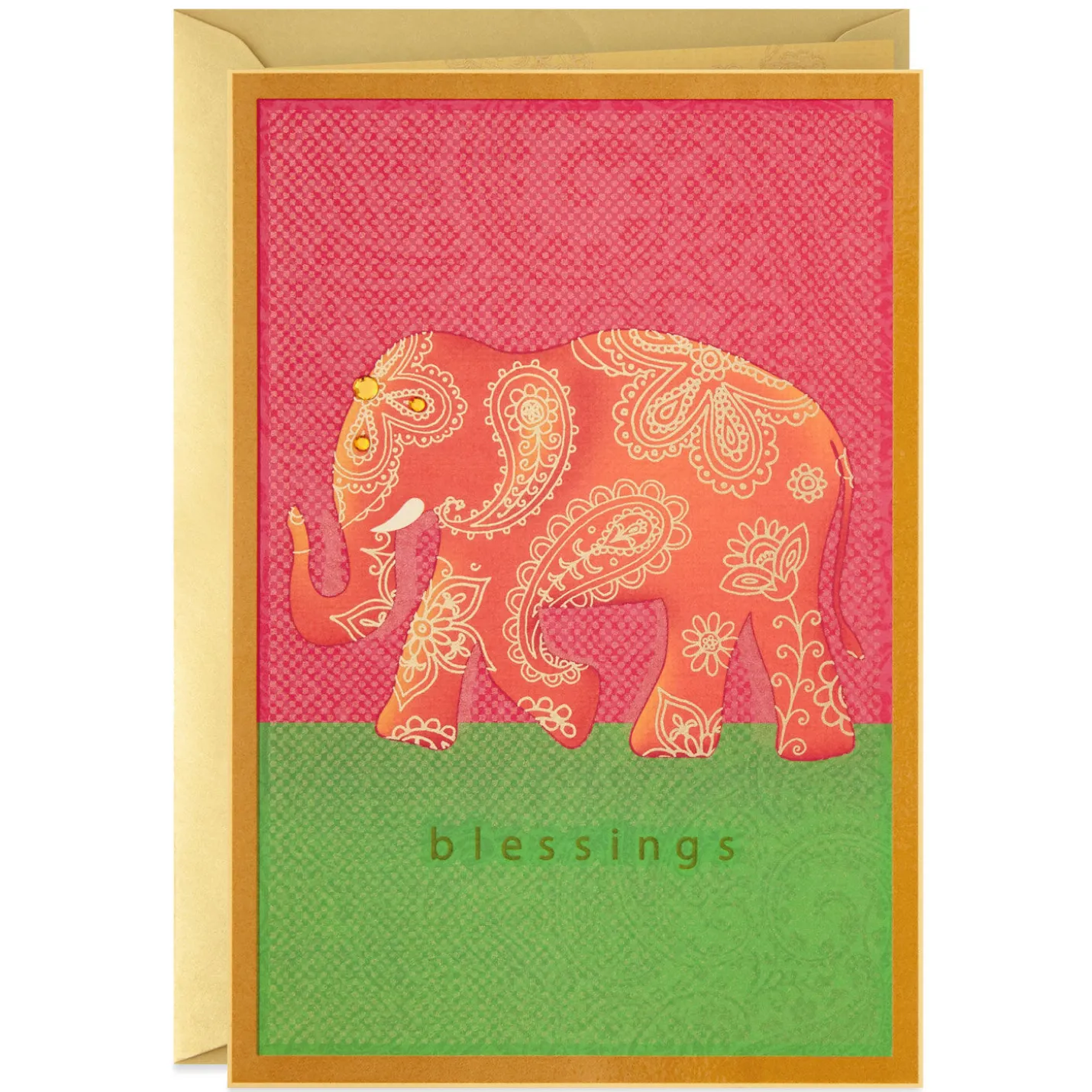 Blessings Paisley Elephant Blank Card