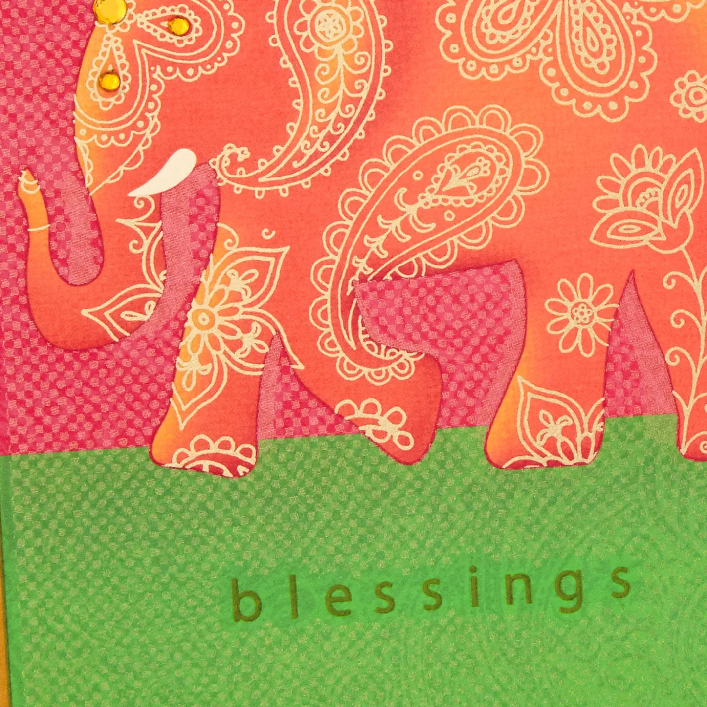 Blessings Paisley Elephant Blank Card