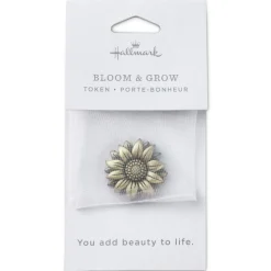 Bloom and Grow Flower Antiqued Metal Pocket Token