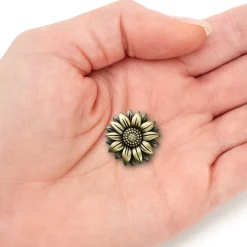 Bloom and Grow Flower Antiqued Metal Pocket Token