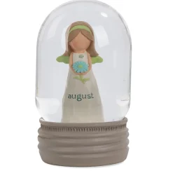 Blossom Bucket August Birthstone Angel Snow Globe, 4.2"