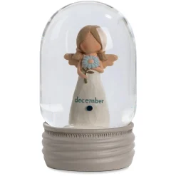 Blossom Bucket December Birthstone Angel Snow Globe, 4.2"