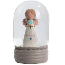 Blossom Bucket March Birthstone Angel Snow Globe, 4.2"
