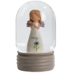 Blossom Bucket May Birthstone Angel Snow Globe, 4.2"