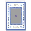 Blue Folk Art Flowers Custom Birthday Card