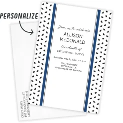 Blue and Black Preppy Hats Flat Graduation Party Invitation