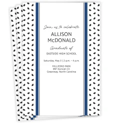 Blue and Black Preppy Hats Flat Graduation Party Invitation