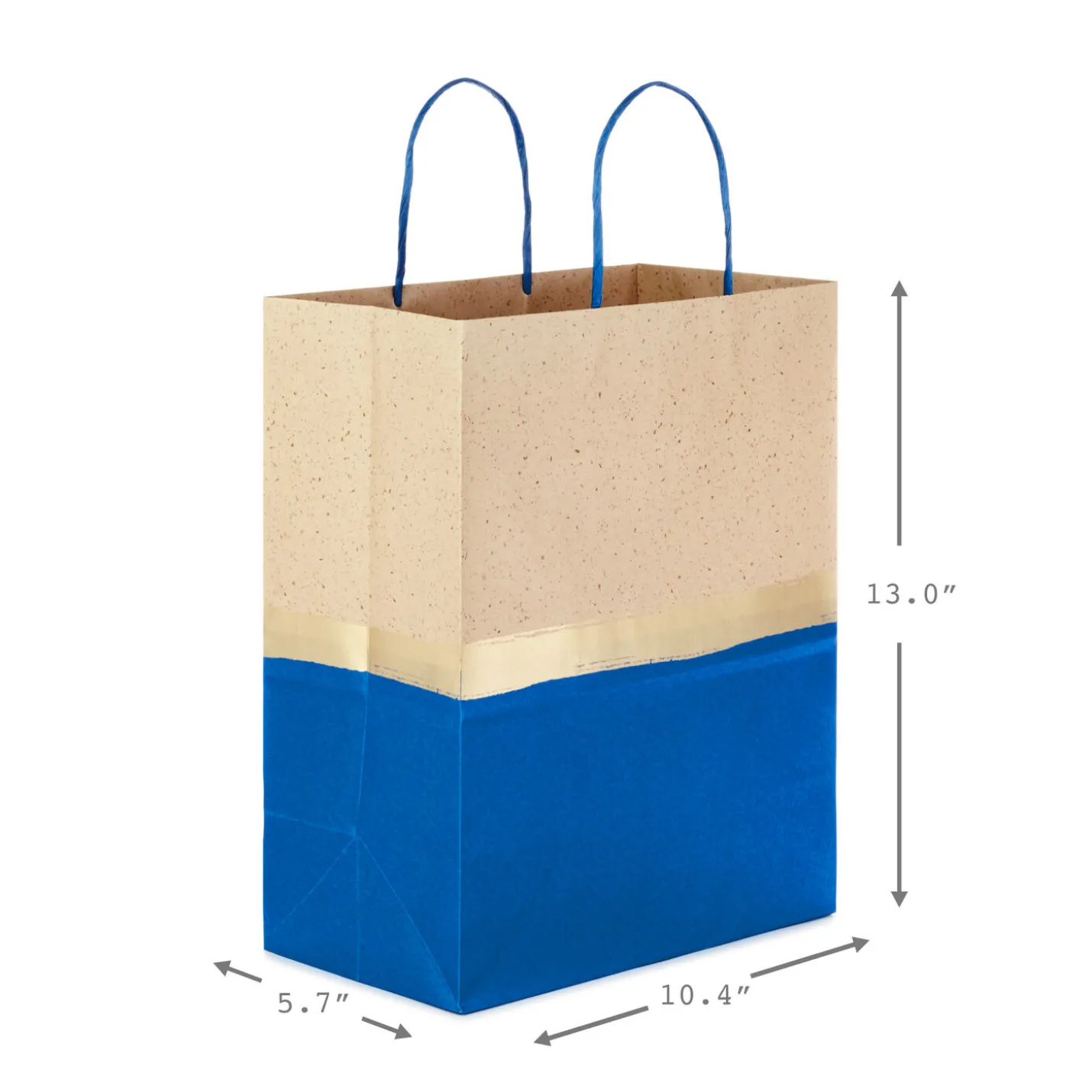 13" Blue and Kraft Paper 6-Pack Gift Bag