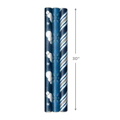 Blue and Silver Gift Wrap Kit With Holiday Wrapping Paper, Bows, Ribbons and Tags