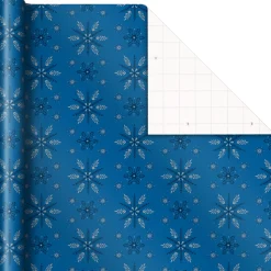 Blue and Silver Gift Wrap Kit With Holiday Wrapping Paper, Bows, Ribbons and Tags