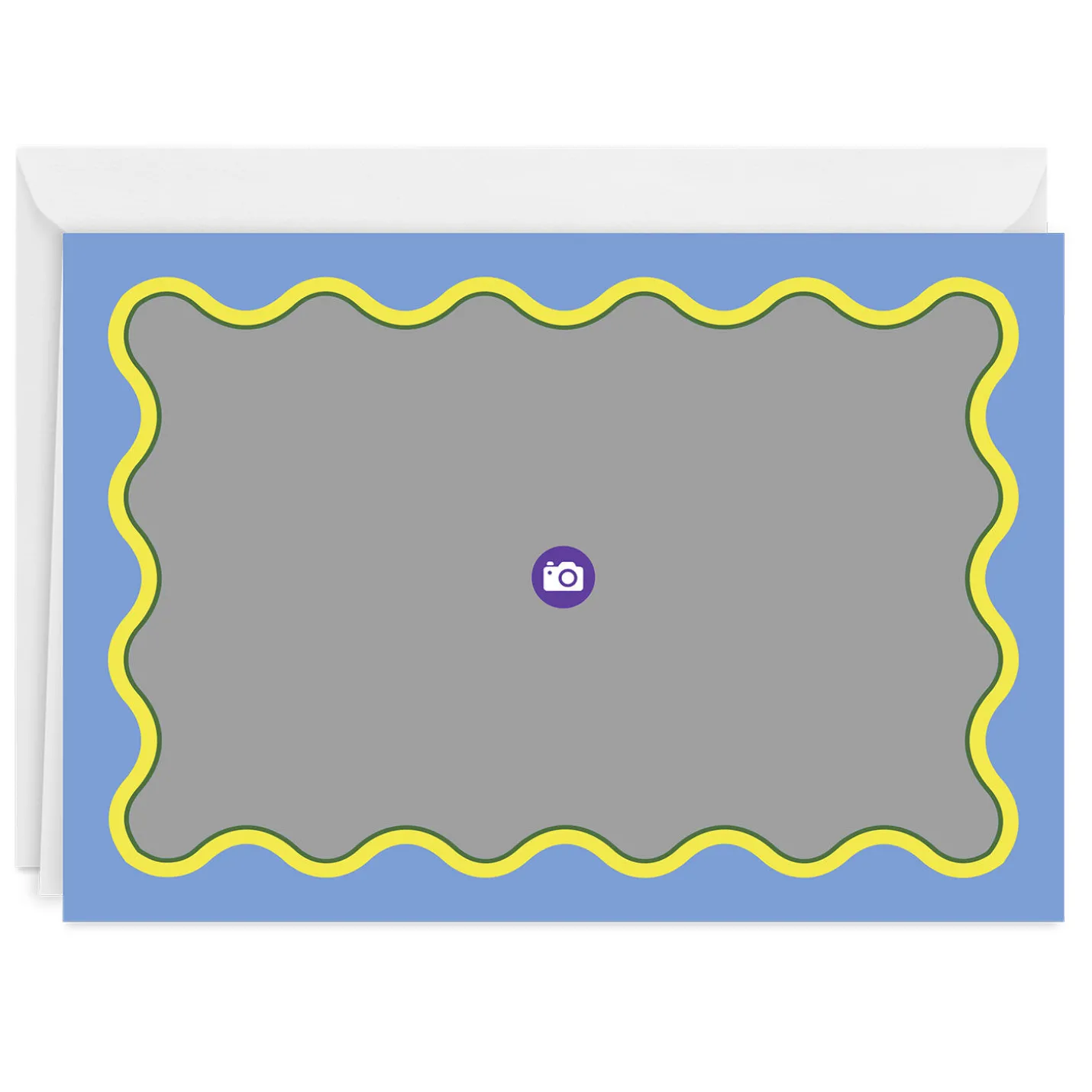Blue and Yellow Rick Rack Frame Blank Custom Card