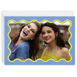 Blue and Yellow Rick Rack Frame Blank Custom Card