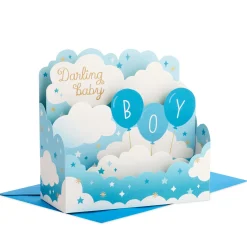 Blue Balloons 3D Pop-Up New Baby Boy Card