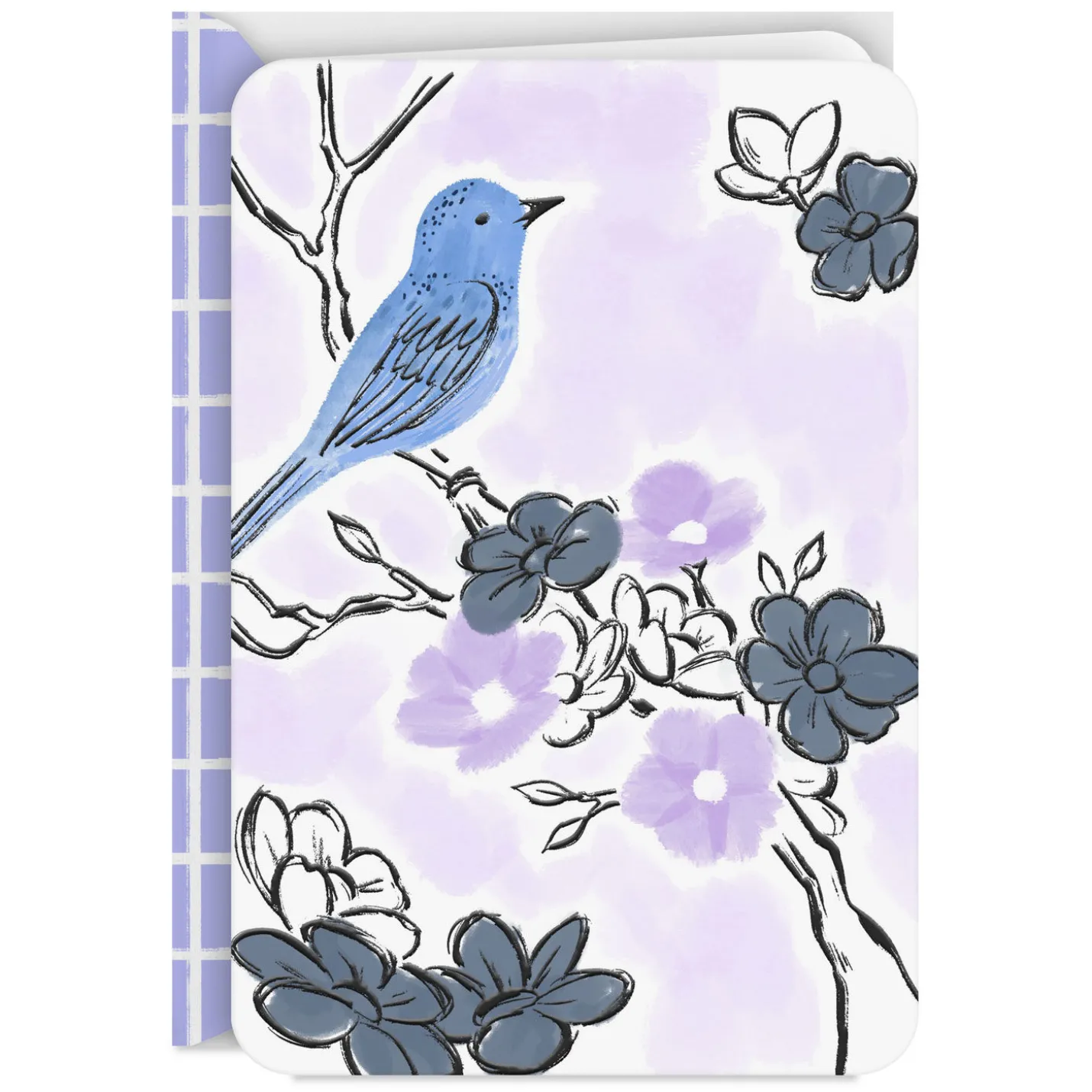 Bluebird on Flowering Branch Blank Card