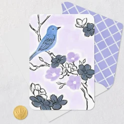 Bluebird on Flowering Branch Blank Card