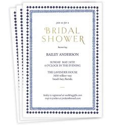 Blue Botanical Border Flat Bridal Shower Invitation