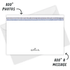Blue Botanical Border Flat Wedding Thank You Photo Card