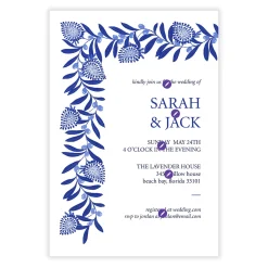Blue Botanical Flat Wedding Invitation