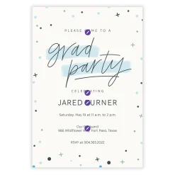 Blue Dots and Stars Graduation Invitation