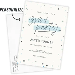 Blue Dots and Stars Graduation Invitation