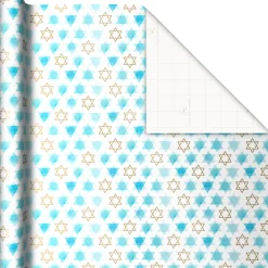 Blue Hanukkah Designs 3-Pack Wrapping Paper Assortment, 120 sq. ft.