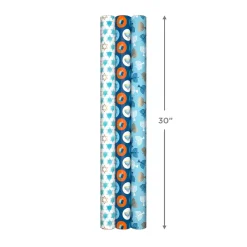 Blue Hanukkah Designs 3-Pack Wrapping Paper Assortment, 120 sq. ft.