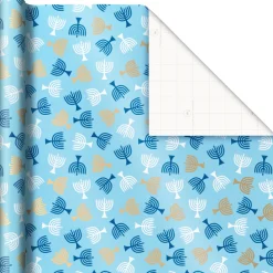 Blue Hanukkah Designs 3-Pack Wrapping Paper Assortment, 120 sq. ft.