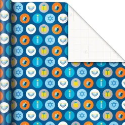 Blue Hanukkah Designs 3-Pack Wrapping Paper Assortment, 120 sq. ft.