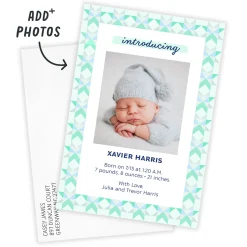 Blue Quilt Pattern Introducing Birth Announcement