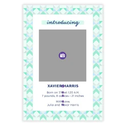 Blue Quilt Pattern Introducing Birth Announcement