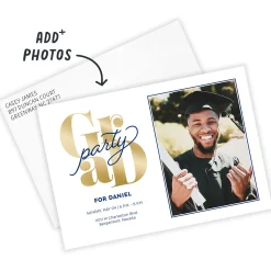 Blue Script Flat Graduation Party Invitation