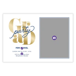 Blue Script Flat Graduation Party Invitation