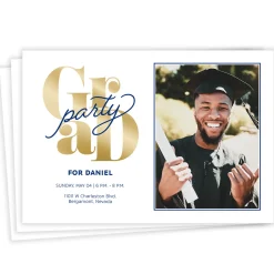 Blue Script Flat Graduation Party Invitation